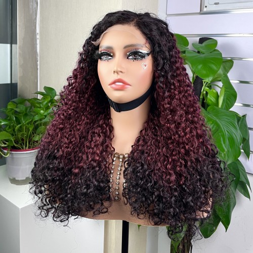 Ombre 5x5 Glueless Double Drawn Pissy Curl Transparent Lace Closure Wig | Human Hair Wig | Lace Front